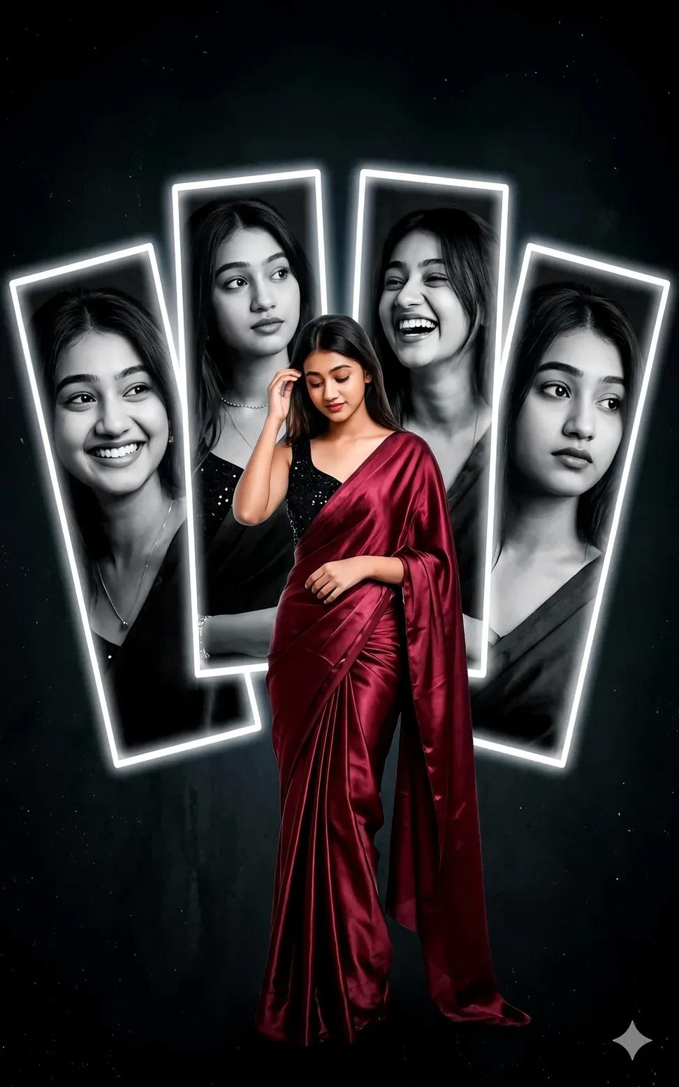 Cinematic Indian Woman Digital Art Poster AI Prompt | Luxury Editorial Wall Art