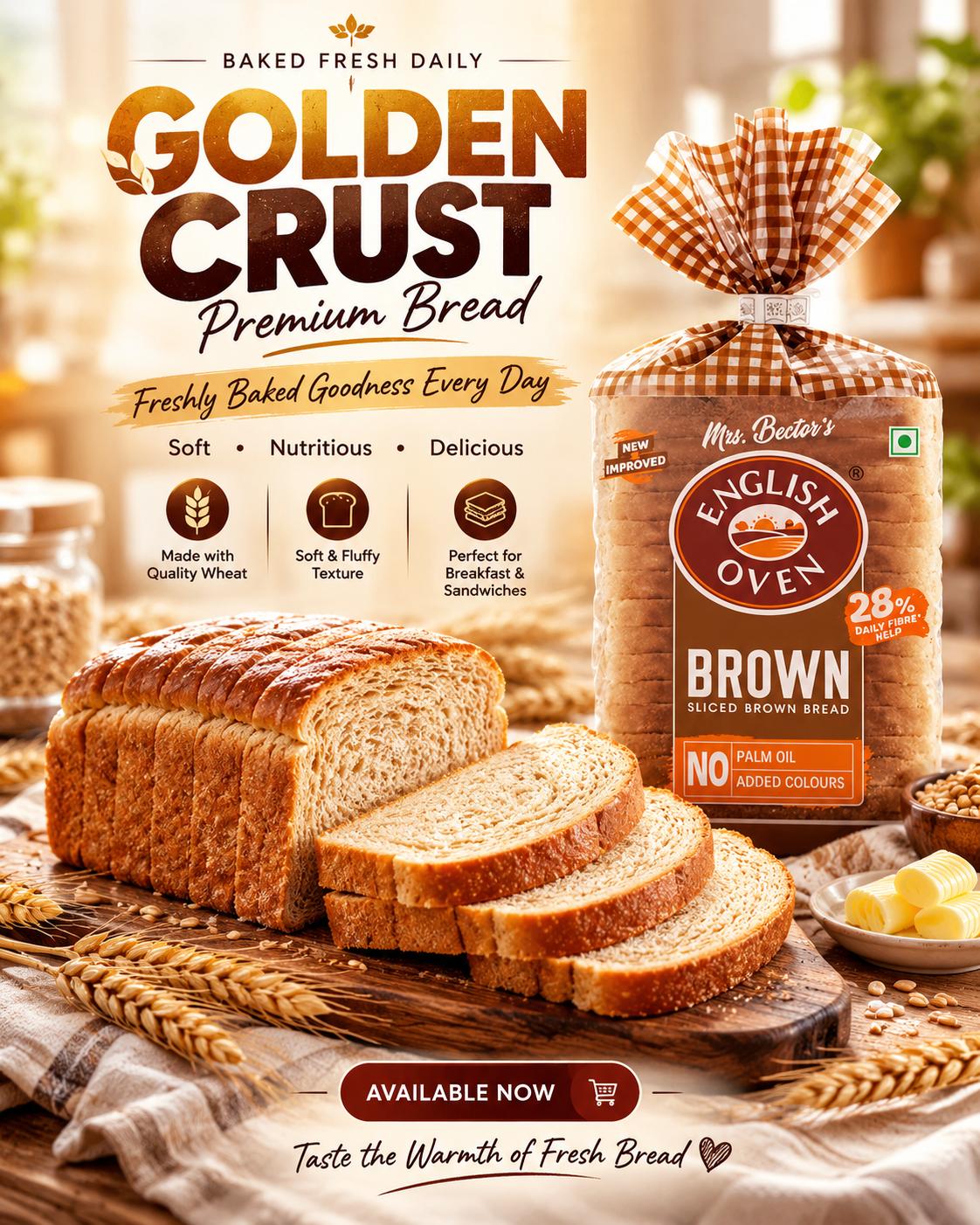 Brown Bread Bakery Advertising Design AI Prompt | Premium Food Campaign Creative