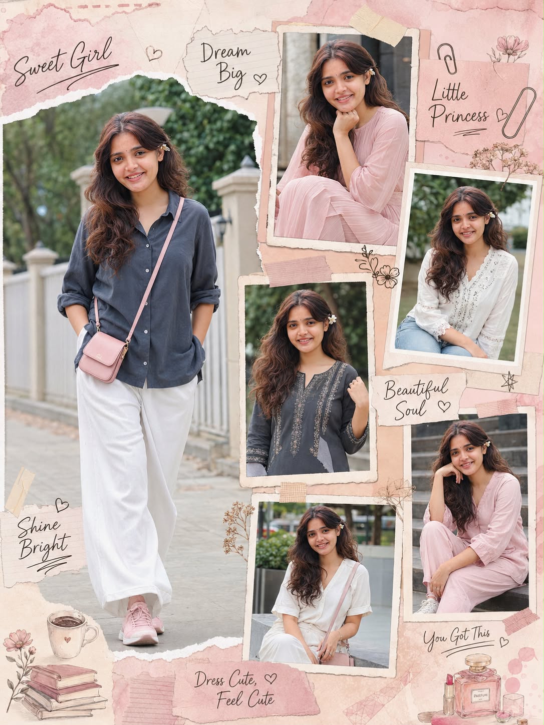 Scrapbook Collage AI Prompt | Ultra Realistic Pinterest Style Daughter Portrait (8K)
