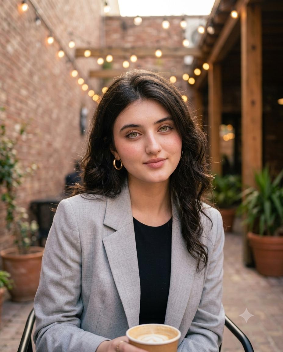 Outdoor Cafe Girl Casual Chic AI Image Prompt for Gemini