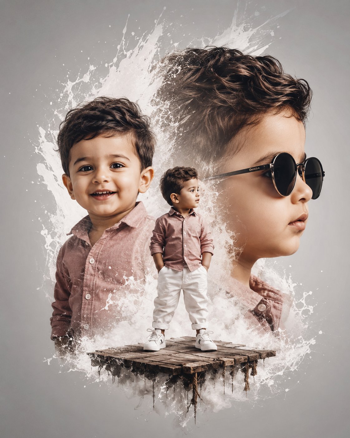 Double Exposure Kids AI Prompt | Cinematic Birthday Movie Poster (8K)