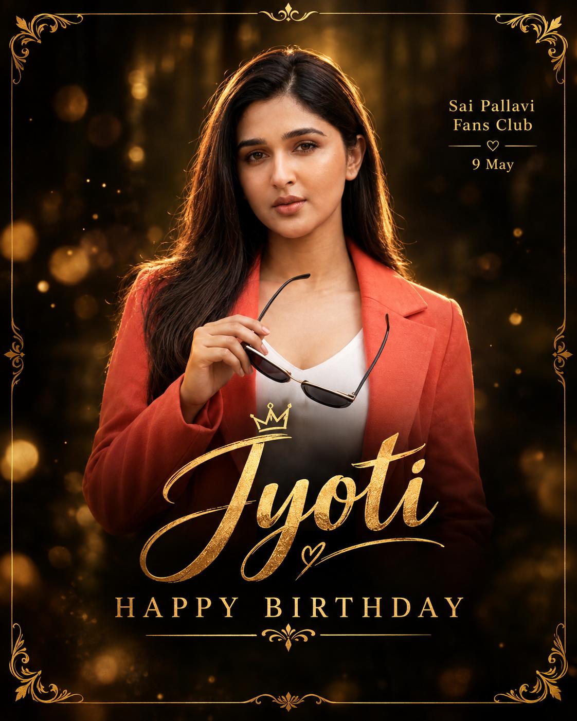 Luxury birthday tribute AI prompt | Black-gold hero portrait & foil typography