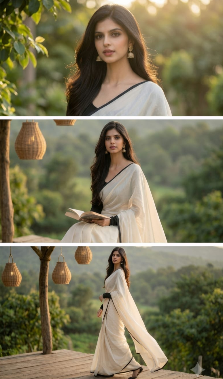 Luxury Saree Editorial AI Prompt | Cinematic Countryside Fashion Photography