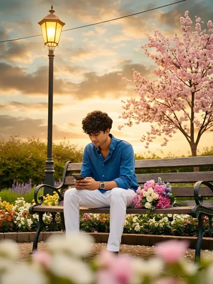Park Bench Photoshoot AI Prompt | Golden Hour Park Portrait