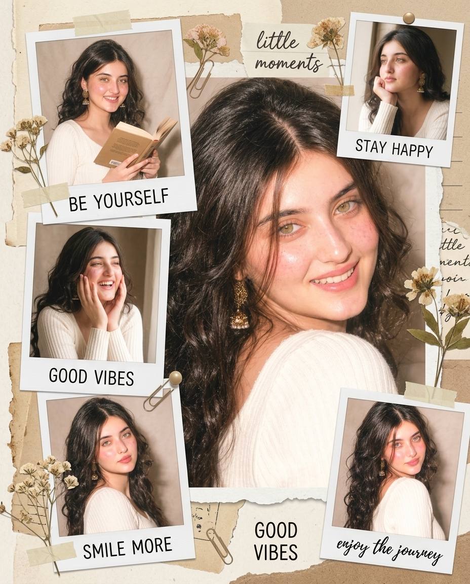 Premium Lifestyle Scrapbook Collage with Same Face and Outfit | Ultra-Realistic AI Image Prompt