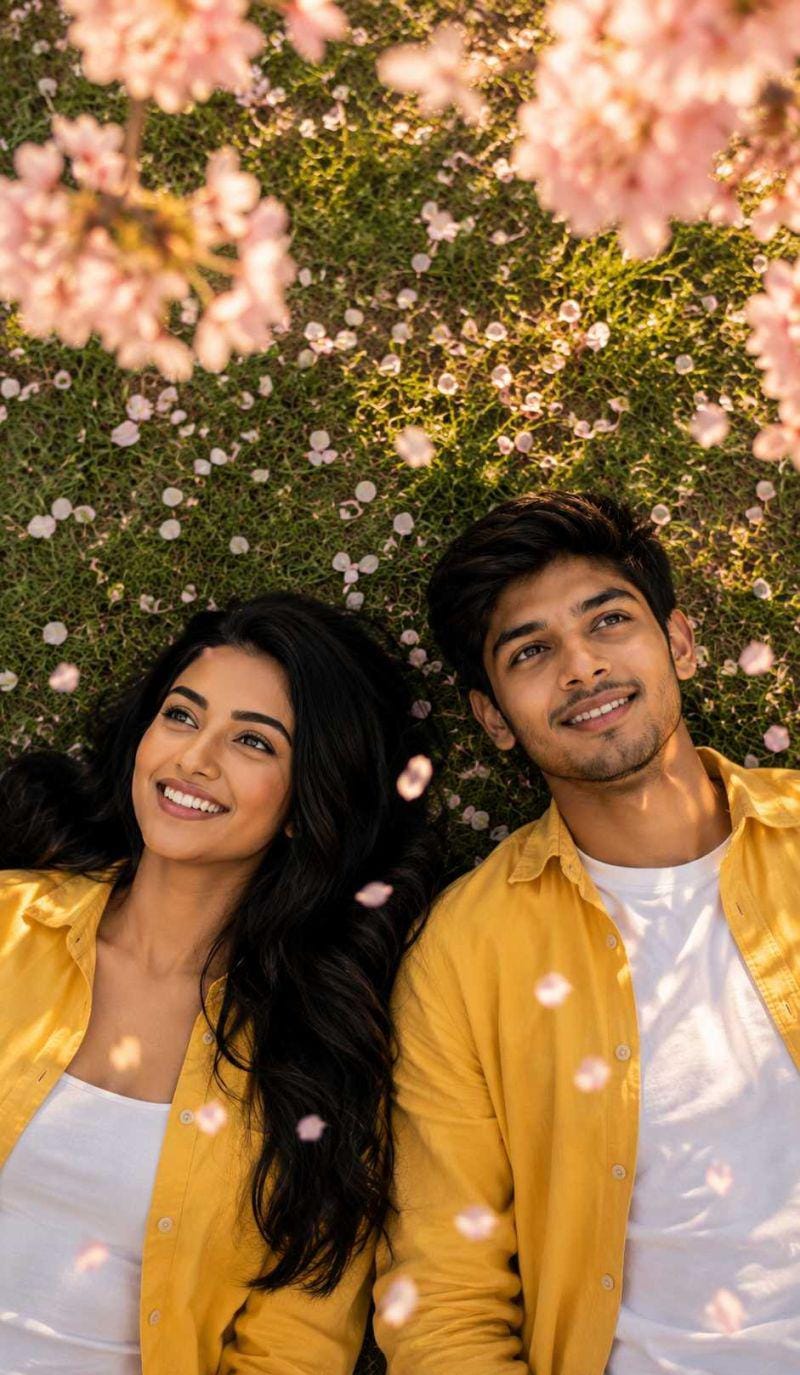 Romantic Cherry Blossom Couple Portrait AI Prompt | Dreamy Spring Photography