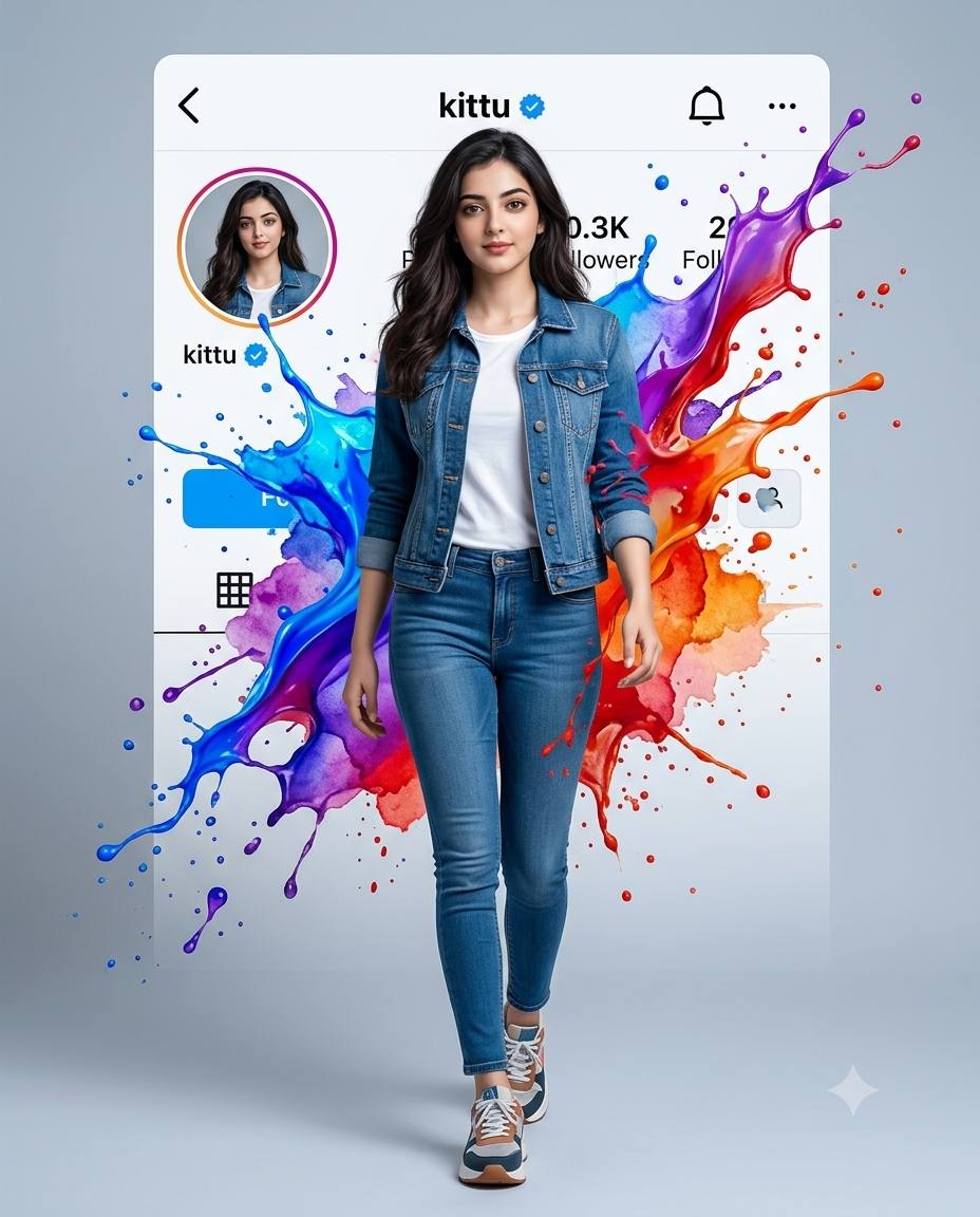 Paint explosion portrait AI prompt | Stylish young man cinematic profile poster