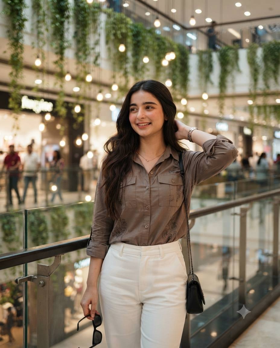 Modern mall fashion portrait AI prompt | Ultra-realistic cinematic lifestyle